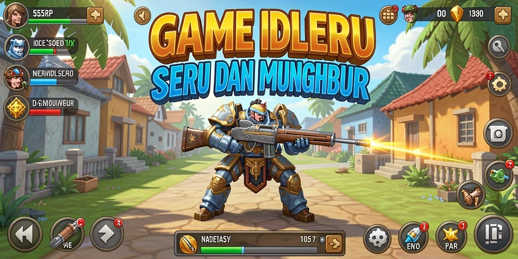 Tangkapan layar gameplay <strong>55RP</strong> menampilkan elemen Idle yang menarik dan bersahabat.