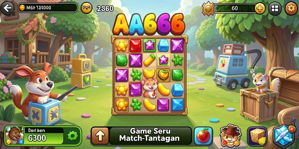 Gambaran gameplay seru Match-3 di AA666.