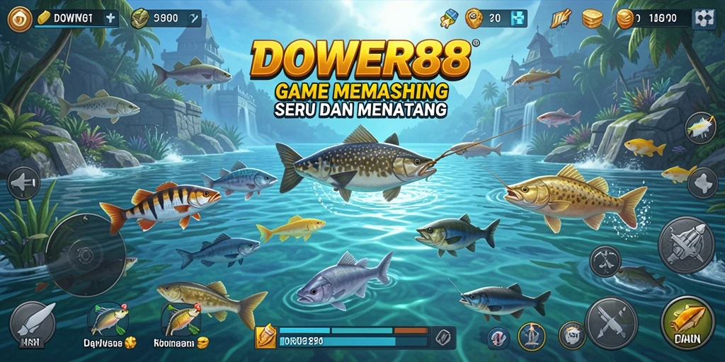 Tampilan gameplay DOWER88 dengan aksi memancing yang mendebarkan.