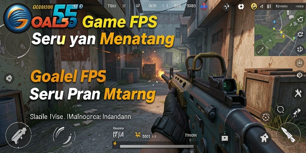 Screenshot gameplay GOAL55 menampilkan aksi tembak-tembakan yang intens.