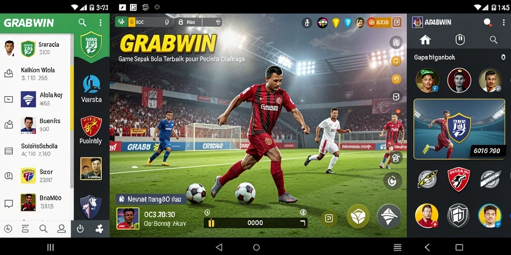 Tampilan gameplay GRABWIN yang penuh aksi di lapangan hijau.