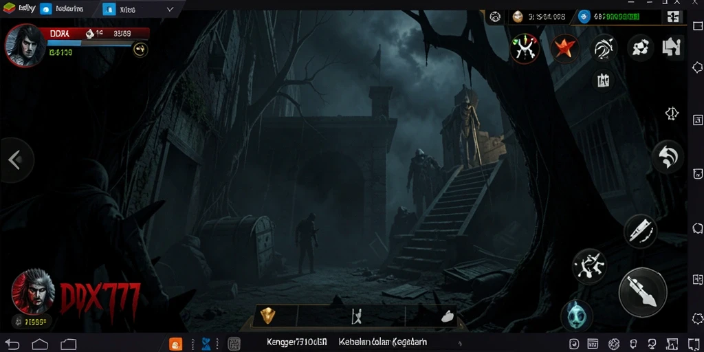 Screenshot gameplay IDX777 dengan suasana Horror yang menakutkan.