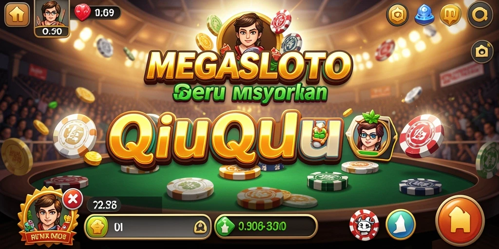Screenshot gameplay MEGASLOTO menampilkan aksi seru dalam permainan QiuQiu.