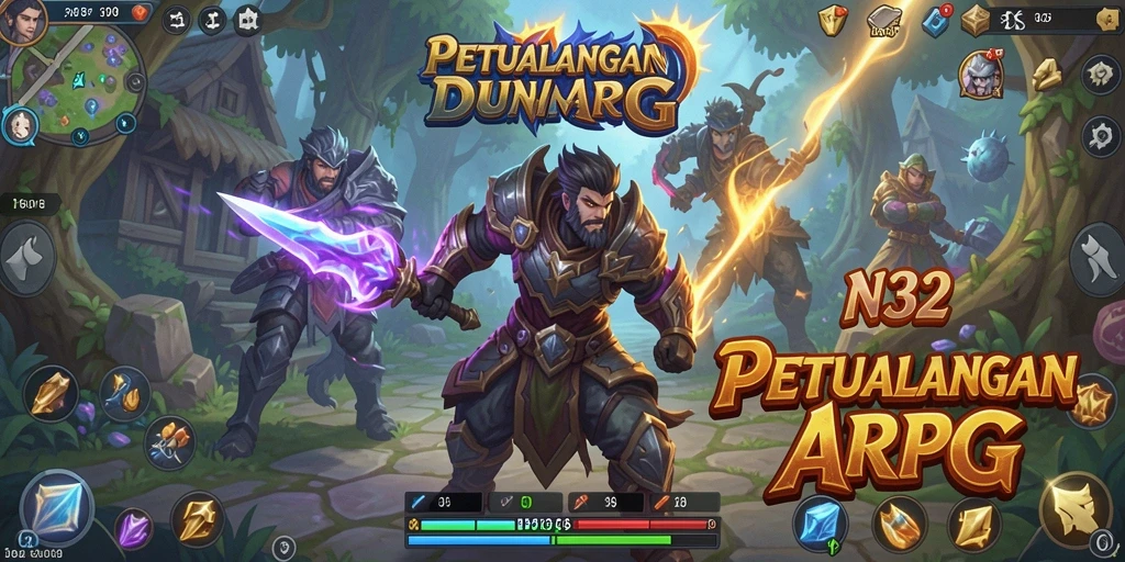 Tampilan layar permainan N32 dengan aksi seru karakter ARPG.