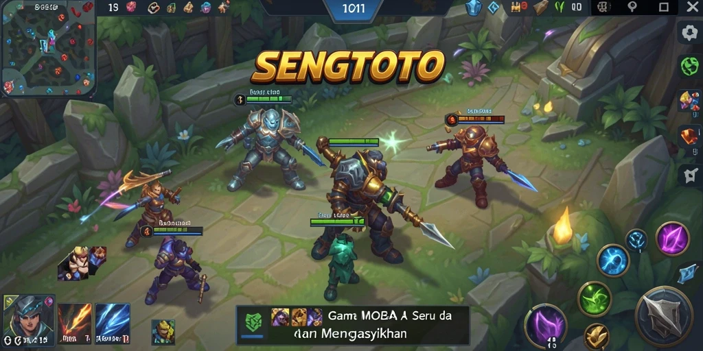 Tampilan dinamis gameplay SENGTOTO dalam pertempuran MOBA.